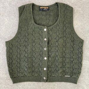 GEIGER tyrol Wool Vest. Made in Austria. Dk Green. Womens EU sz 45. (US sz 11.5)